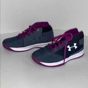 Purple and Gray under armor sneakers